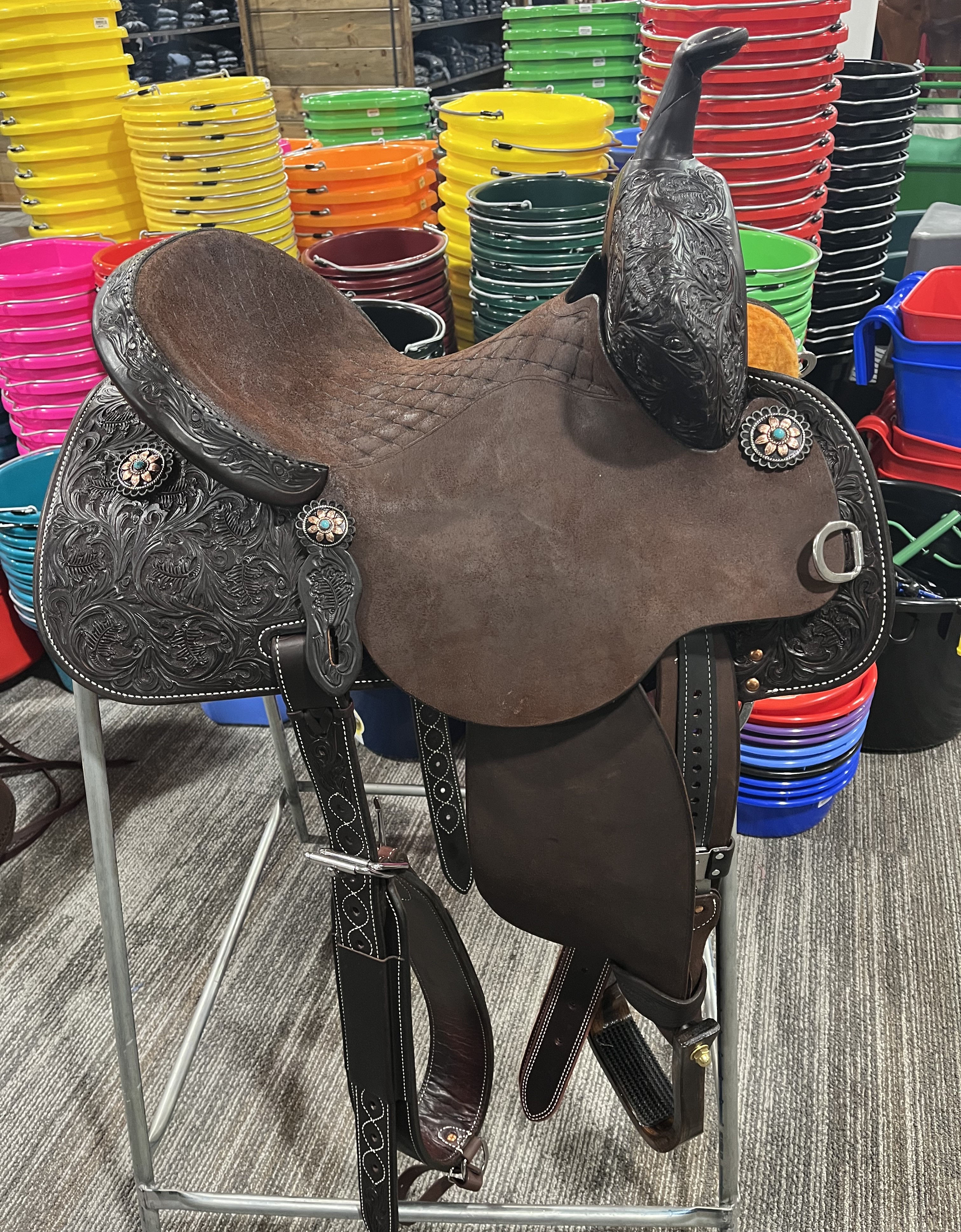 14" Chocolate Leather Stingray with Hard Seat by Martin Saddlery