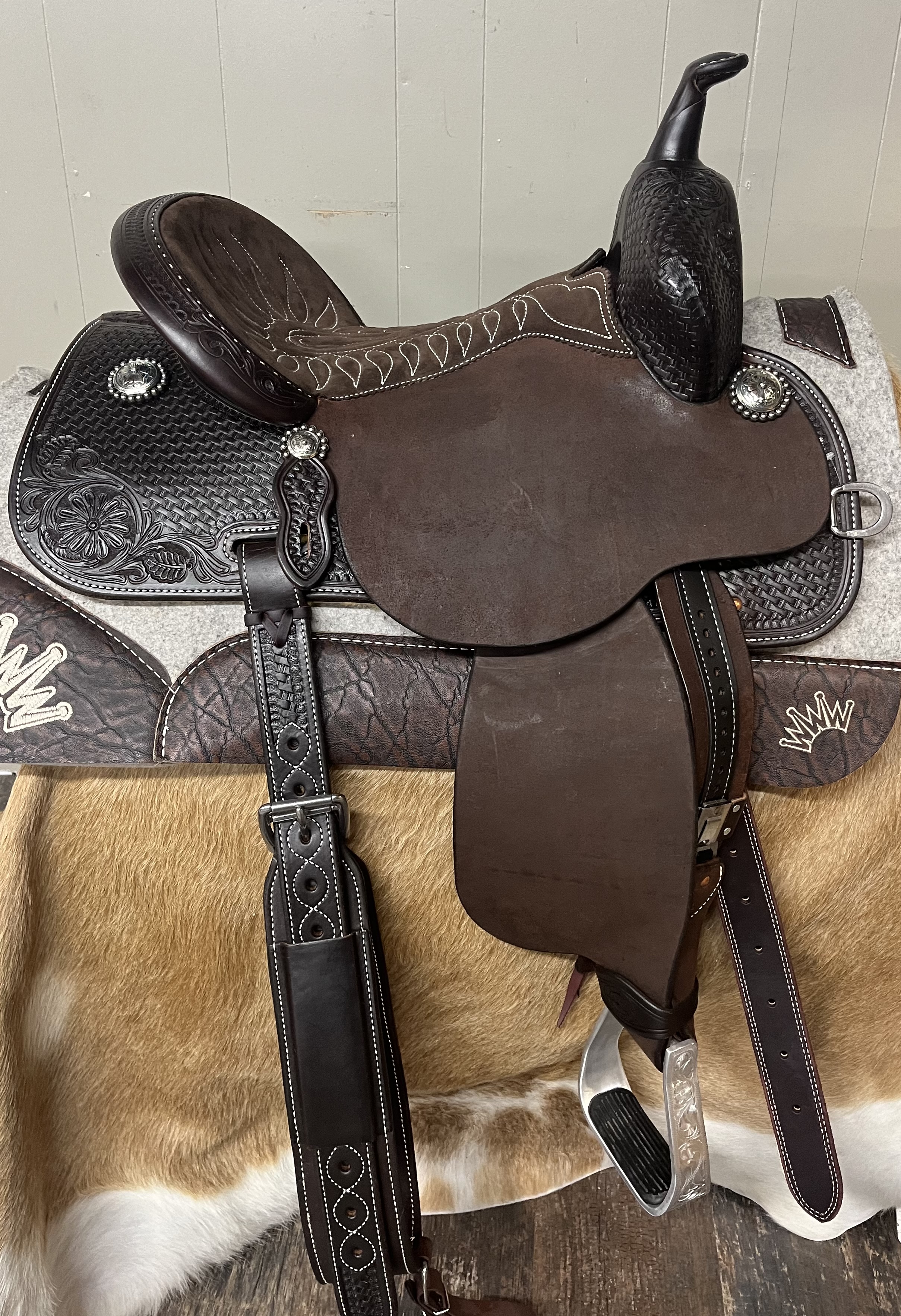 15" Chocolate Stingray with Full Suede Chocolate Seat by Martin Saddlery