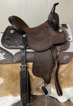 14.5" Chocolate Stingray with Rope Detail Hard Seat by Martin Saddlery